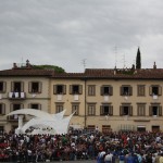 Floats arriving in to the joy of the crowd at Festa Dell'Uva