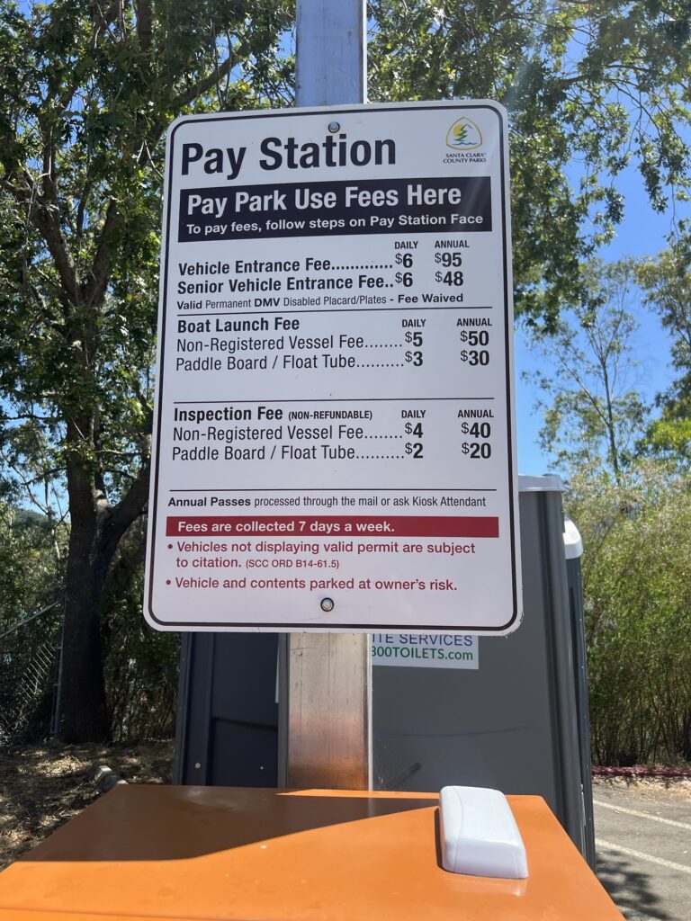 Fees for Standup Paddle Boarding (SUP) at Lexington Reservoir